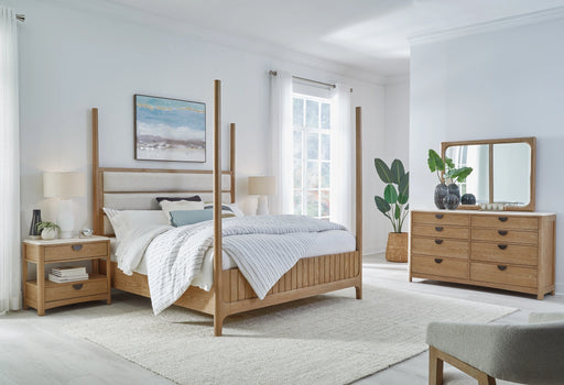 Parker House Escape - Bedroom Queen Poster Bed 2 Nightstands and Dresser with Mirror