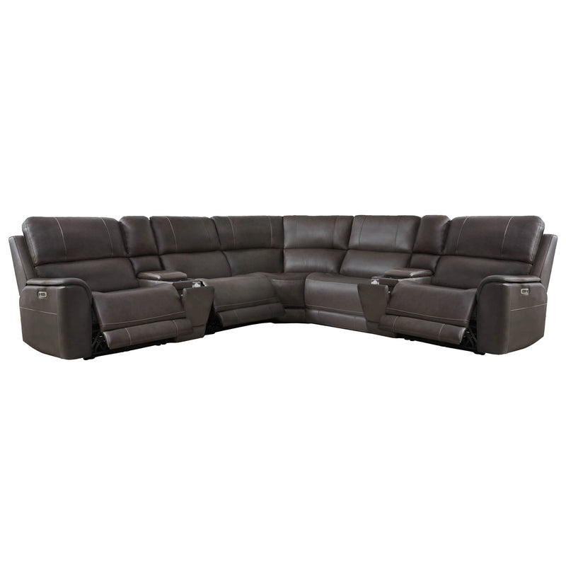 Parker Living Easton - Steamboat Brown 7 Piece Zero Gravity Power Reclining Sectional with Power Adjustable Headrests