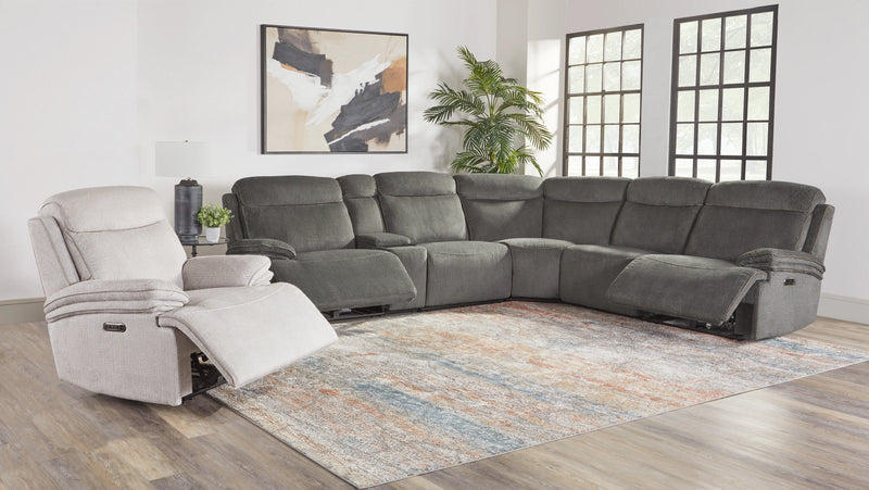 Parker Living Alpine - Airy Midnight 6 Piece Zero Gravity Power Reclining Sectional with Power Adjustable Headrests