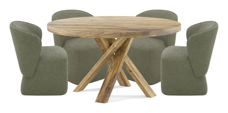 Parker House Crossings - Downtown Dining 60 Inch Round Dining Table With 4 Upholstered Chairs