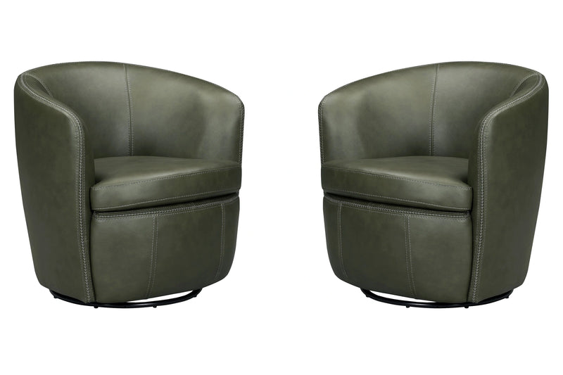 Parker Living Barolo 100% Italian Leather Swivel Club Chair Two Pack