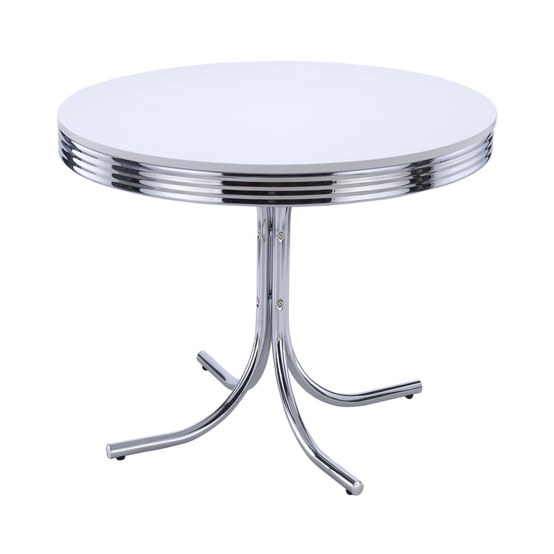 Retro Oval Dining Table Glossy White and Chrome