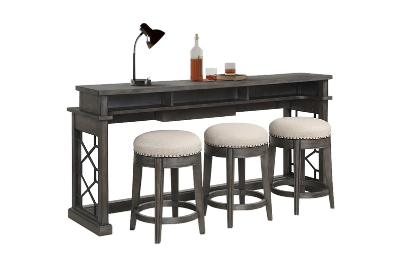 Parker House Sundance - Smokey Grey Cocktail Table with 2 Chairside Tables and Console Table with 3 Stools