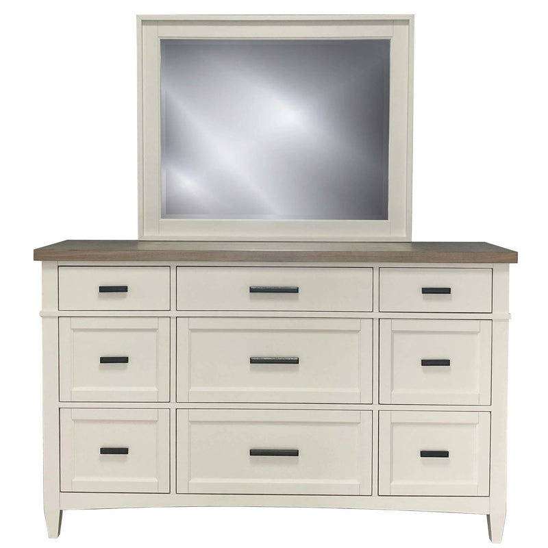 Parker House Americana Modern Bedroom Queen Shelter Bed 2 Nightstands Dresser with Mirror and Chest
