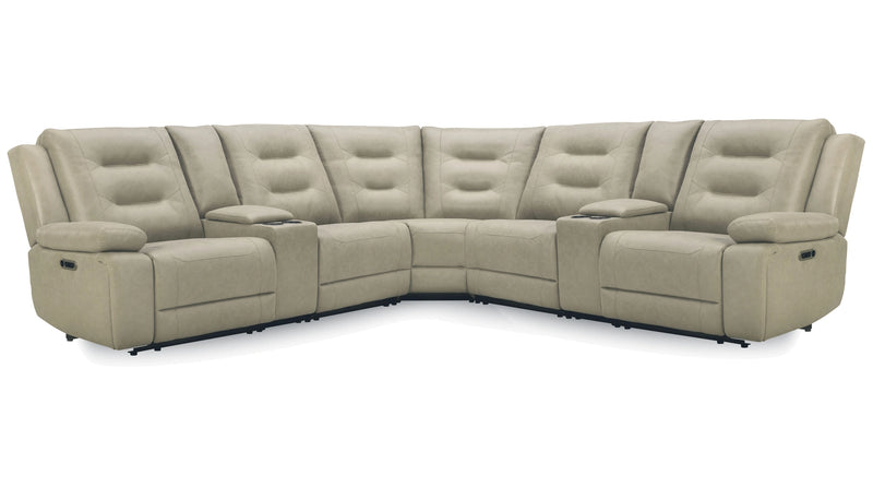 Parker Living Caldwell Fog 7 Piece Modular Power Reclining Sectional with Power Adjustable Headrests with 2 Consoles