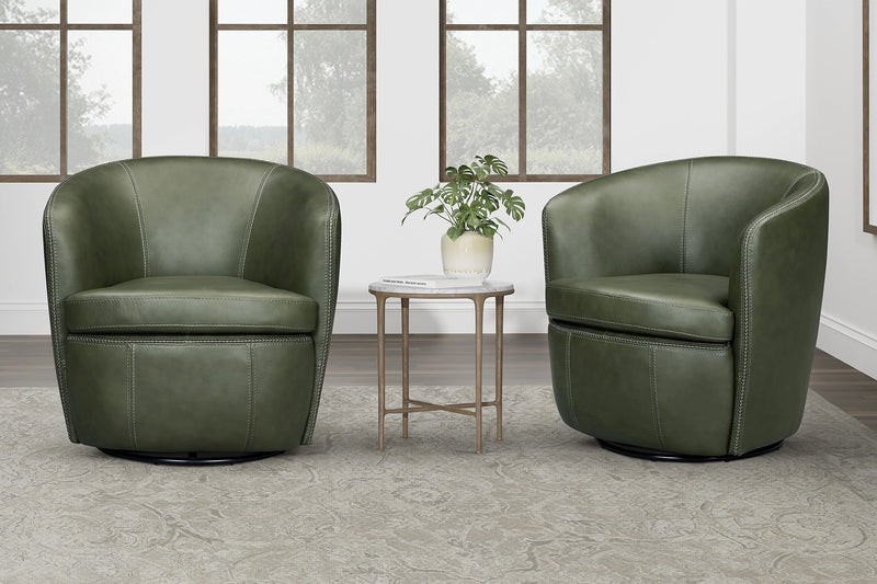 Parker Living Barolo 100% Italian Leather Swivel Club Chair Two Pack