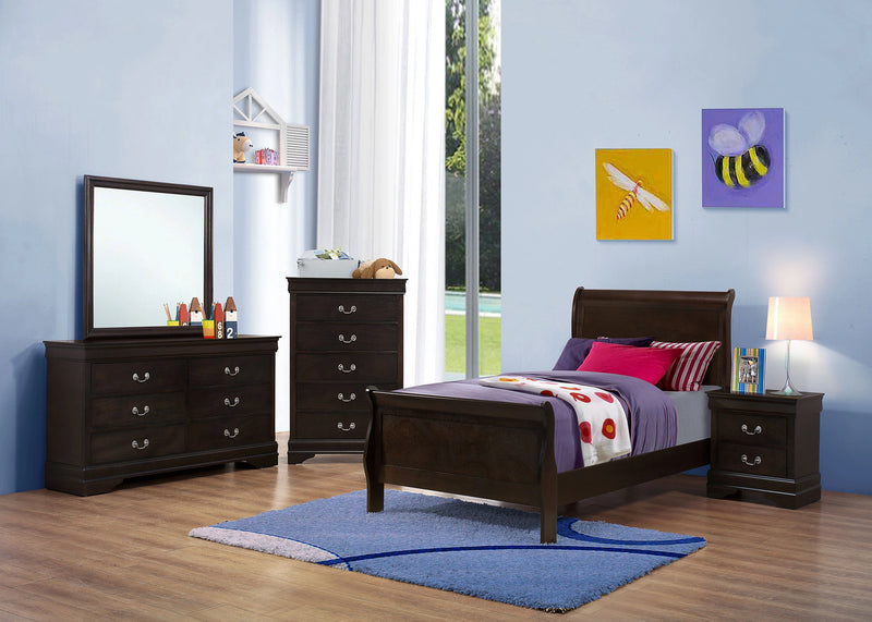 Louis Philippe Sleigh Panel Bed