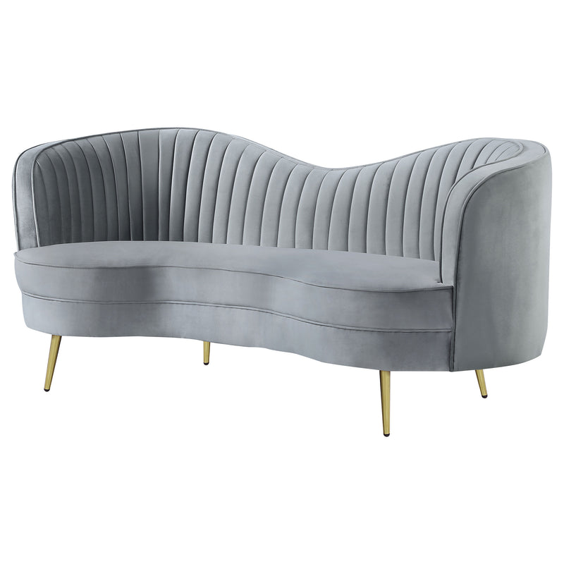 Sophia Upholstered Camel Back Loveseat Blue
