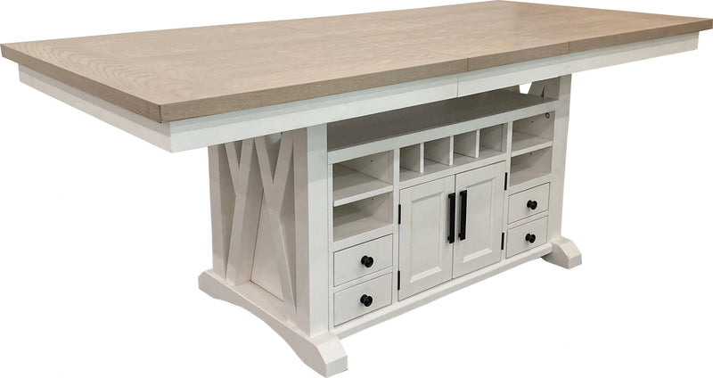 Parker House Americana Modern Dining Island Counter Height Table with 8 upholstered chairs