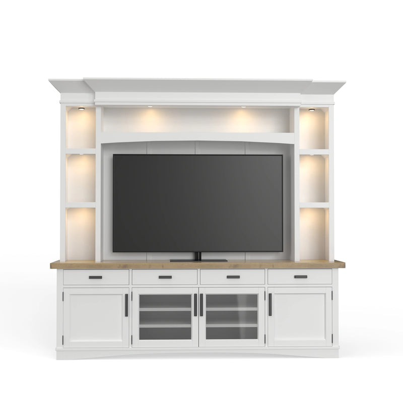 Parker House Americana Modern 92 Inch TV Console with Hutch Back Panel and LED Lights