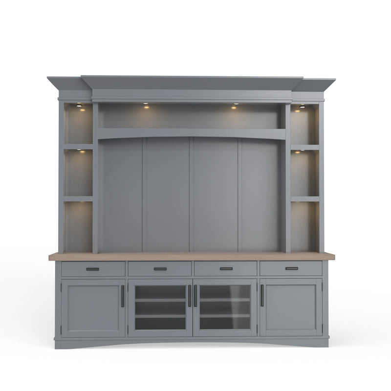 Parker House Americana Modern 92 Inch TV Console with Hutch Back Panel and LED Lights
