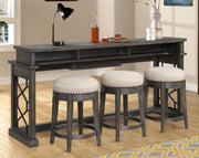Parker House Sundance - Smokey Grey Cocktail Table with 2 End Tables and Console Table with 3 Stools