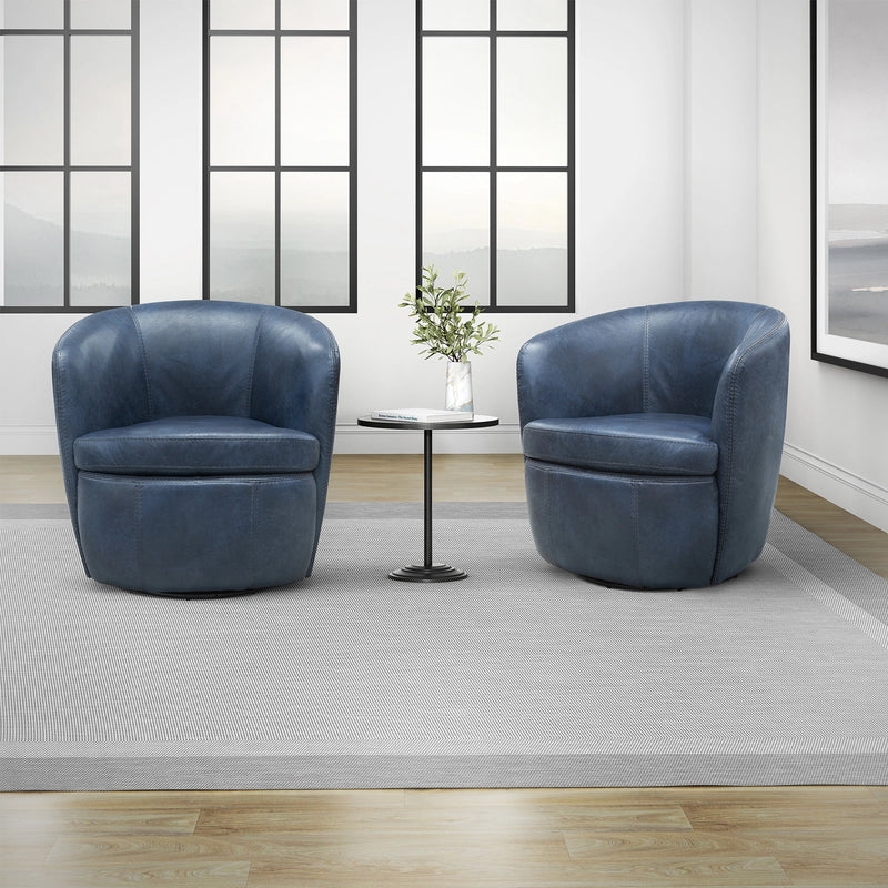 Parker Living Barolo 100% Italian Leather Swivel Club Chair Two Pack