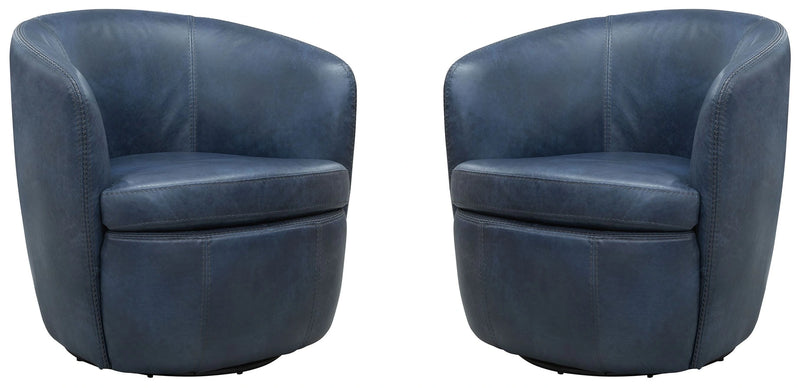 Parker Living Barolo 100% Italian Leather Swivel Club Chair Two Pack