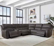 Parker Living Easton - Steamboat Brown 6 Piece Zero Gravity Power Reclining Sectional with Power Adjustable Headrests