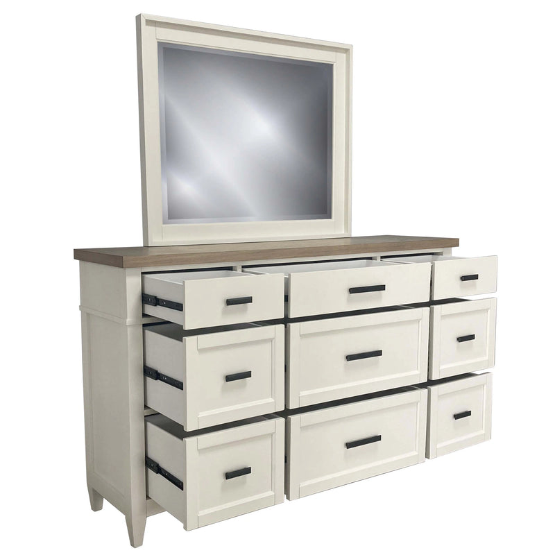 Parker House Americana Modern Bedroom Queen Shelter Bed 2 Nightstands and Dresser with Mirror