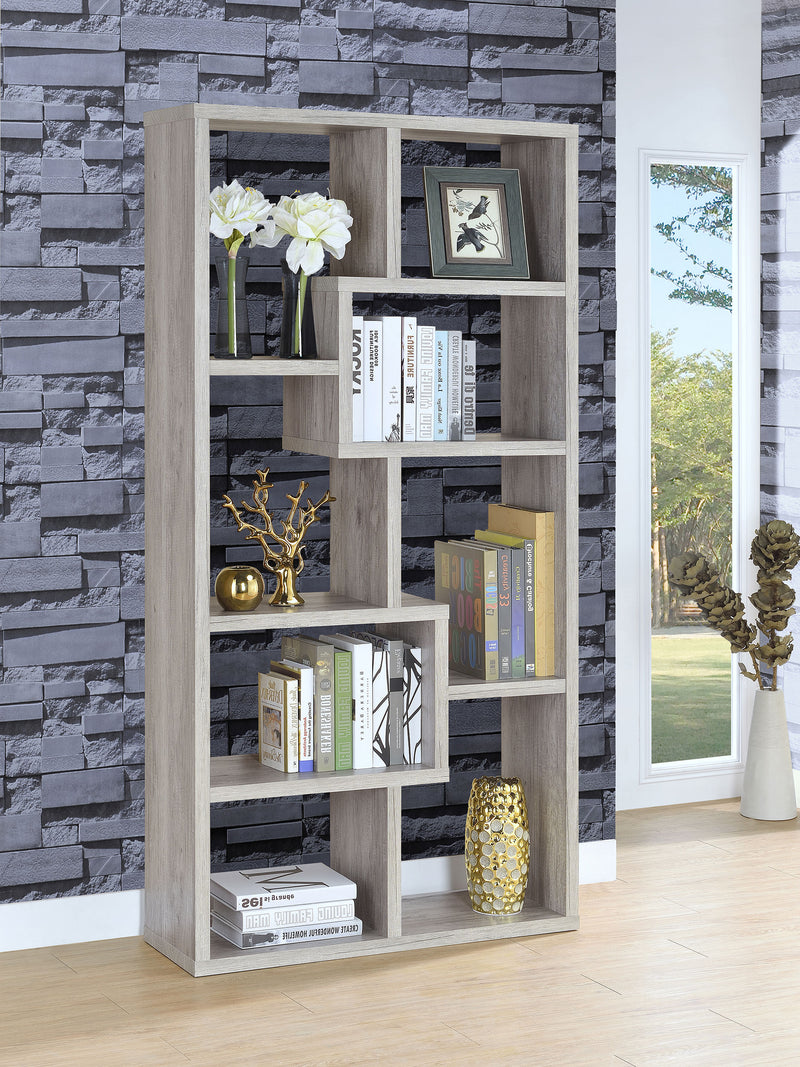 Theo 10-shelf Bookcase Weathered Grey