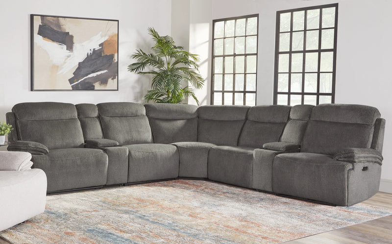 Parker Living Alpine - Airy Midnight 7 Piece Zero Gravity Power Reclining Sectional with Power Adjustable Headrests