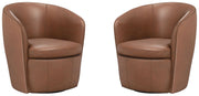 Parker Living Barolo 100% Italian Leather Swivel Club Chair Two Pack