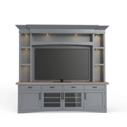 Parker House Americana Modern 92 Inch TV Console with Hutch Back Panel and LED Lights