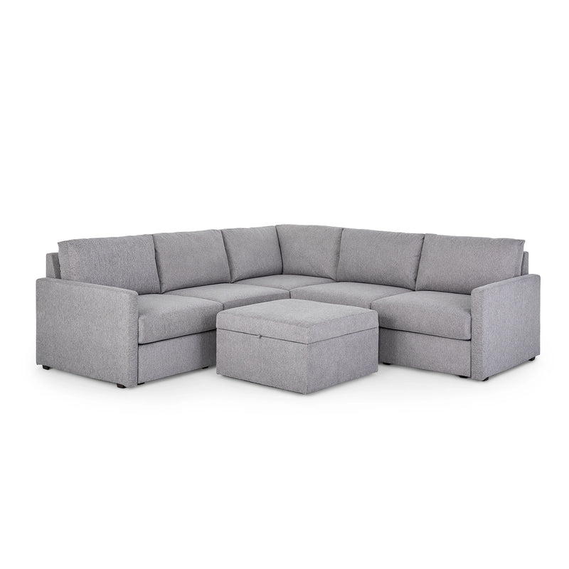 Flex 5-Seat Sectional with Narrow Arm and Storage Ottoman - 5000003374