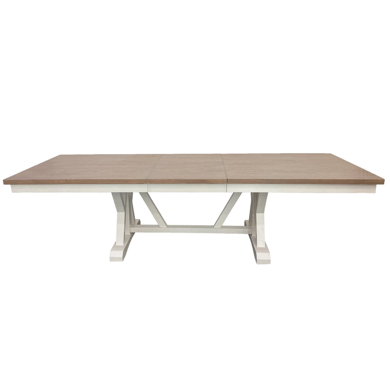 Parker House Americana Modern Dining Extendable Trestle Table with 8 Upholstered Chairs