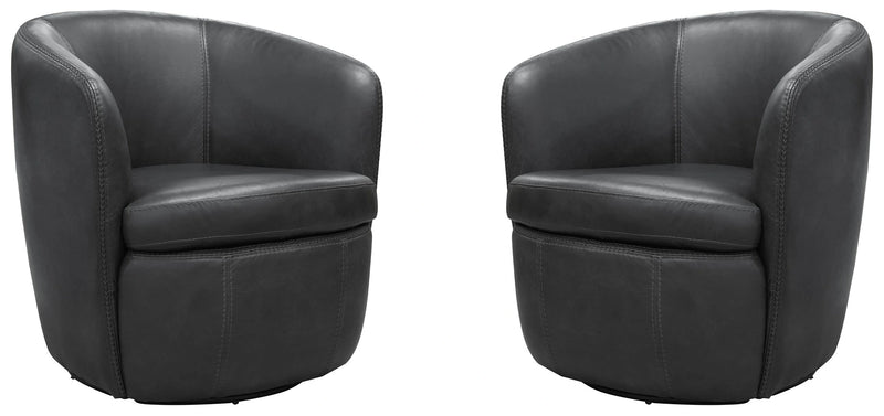 Parker Living Barolo 100% Italian Leather Swivel Club Chair Two Pack
