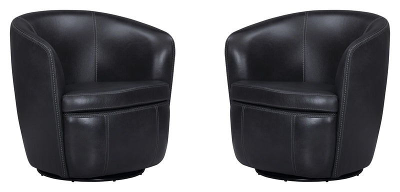 Parker Living Barolo 100% Italian Leather Swivel Club Chair Two Pack