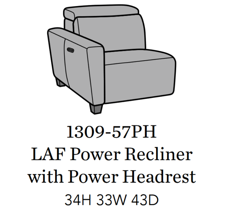 Flexsteel Latitudes Astra Leather LAF Power Recliner w/Power Headrest