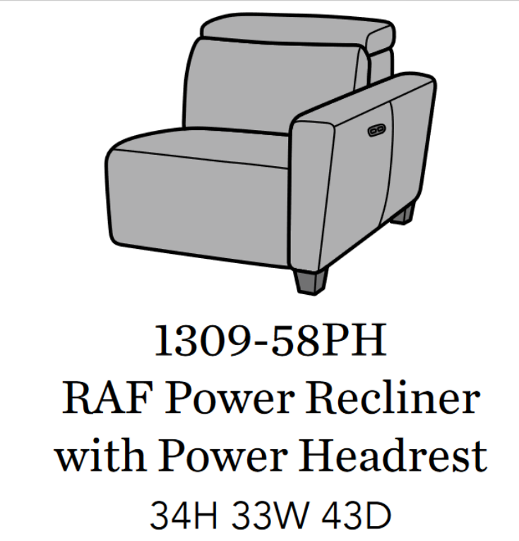 Flexsteel Latitudes Astra Leather RAF Power Recliner w/Power Headrest