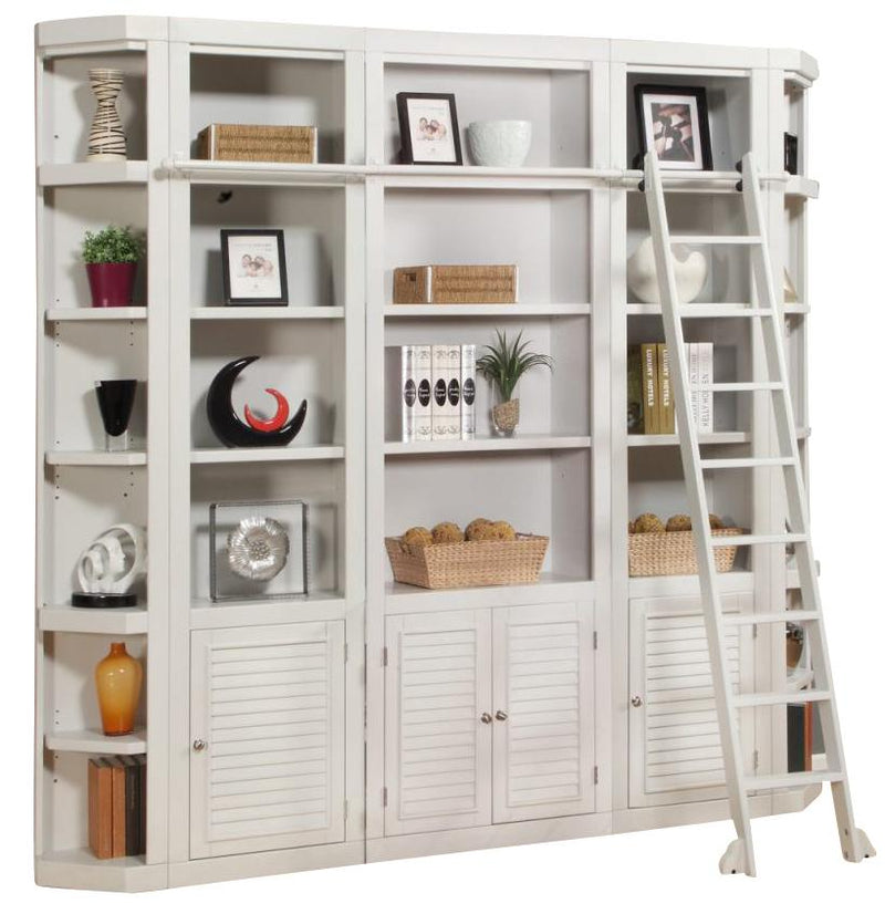 Parker House Boca 6-Piece Bookcase Wall with Ladder in Cottage White