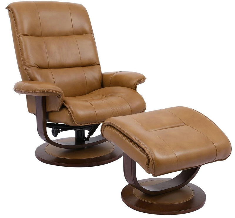 Parker House Knight Manual Reclining Swivel Chair and Ottoman Butterscotch