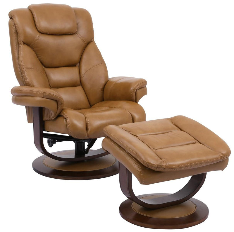 Parker House Monarch Manual Reclining Swivel Chair and Ottoman in Butterscotch