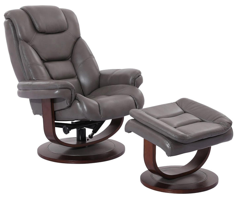Parker House Monarch Manual Reclining Swivel Chair and Ottoman in Ice