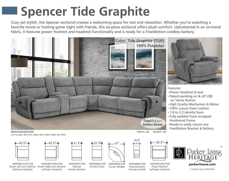 Parker House Spencer Armless Recliner