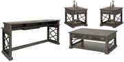Parker House Sundance - Smokey Grey Cocktail Table with 2 End Tables and Console Table