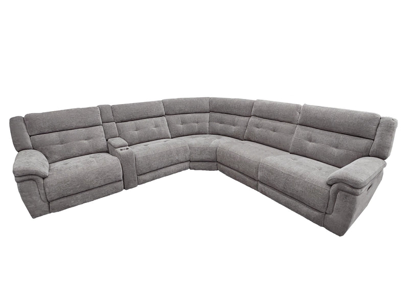 Parker Living Richland - Bristol Grey 6 Piece Modular Power Reclining Sectional with Power Adjustable Headrests