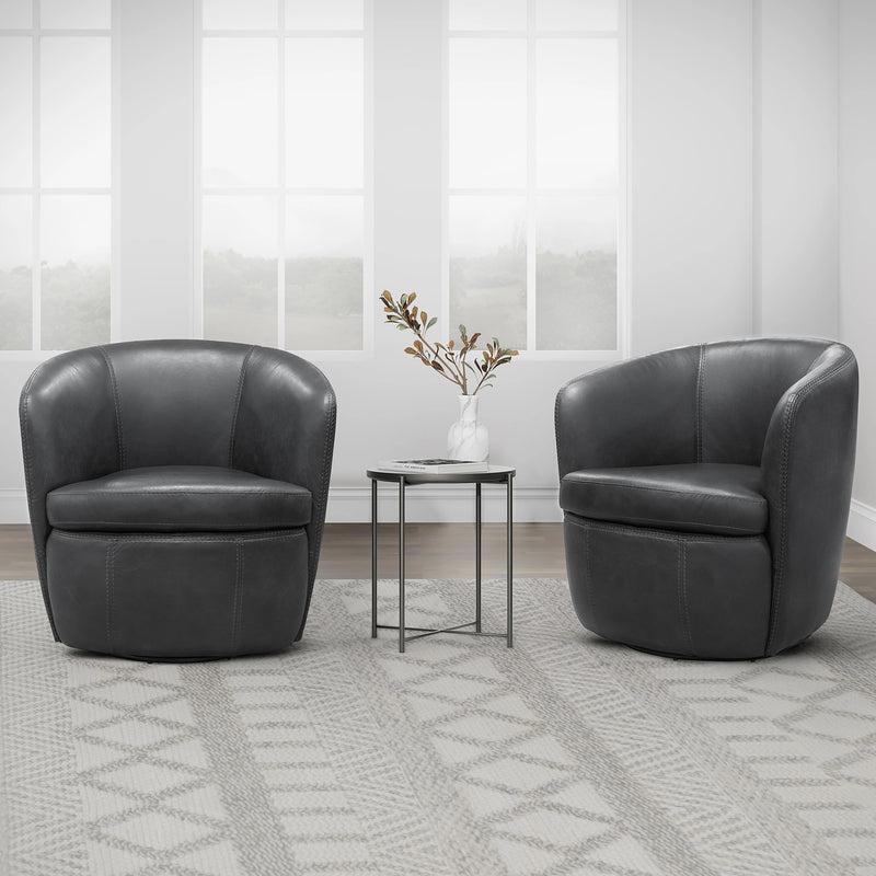 Parker Living Barolo 100% Italian Leather Swivel Club Chair Two Pack