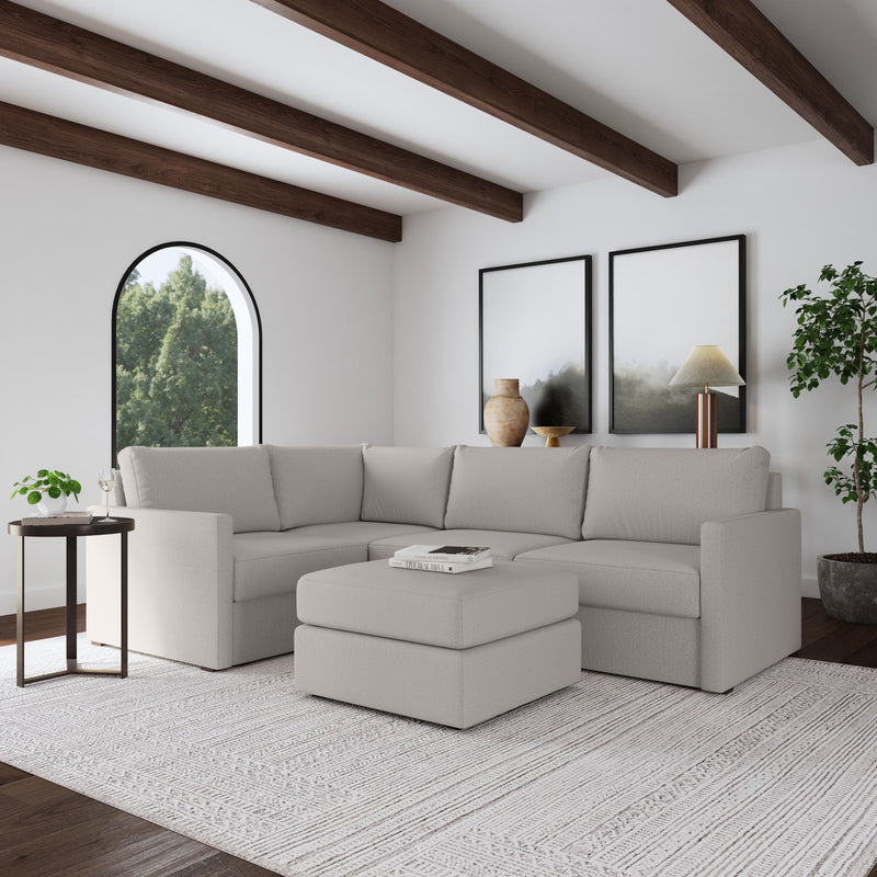 Flex 4-Seat Sectional with Narrow Arm and Ottoman