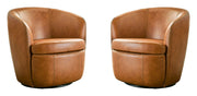 Parker Living Barolo 100% Italian Leather Swivel Club Chair Two Pack