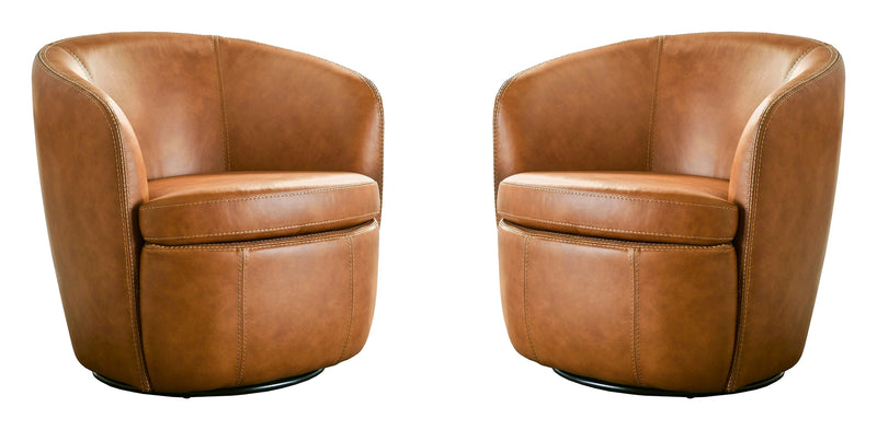 Parker Living Barolo 100% Italian Leather Swivel Club Chair Two Pack