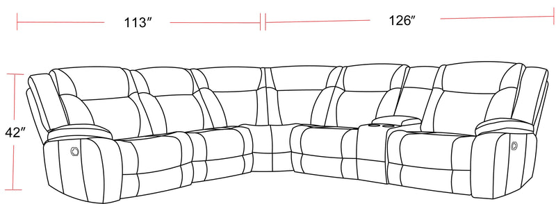 Parker Living Blake - Desert Taupe 6 Piece Modular Reclining Sectional and Entertainment Console