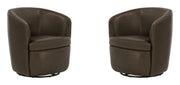 Parker Living Barolo 100% Italian Leather Swivel Club Chair Two Pack