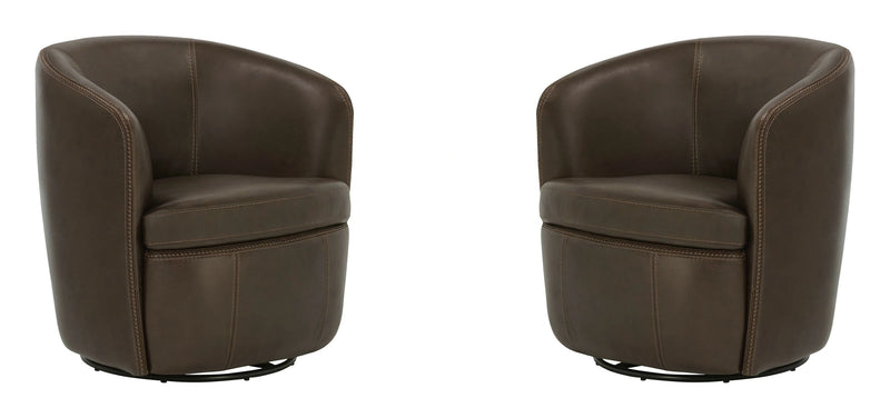 Parker Living Barolo 100% Italian Leather Swivel Club Chair Two Pack