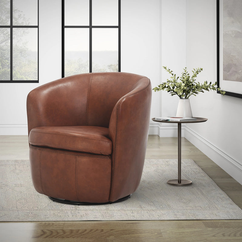 Parker Living Barolo 100% Italian Leather Swivel Club Chair Two Pack