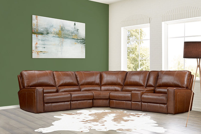 Parker Living Rockford - Verona Saddle 6 Piece Modular Power Reclining Sectional with Power Adjustable Headrests
