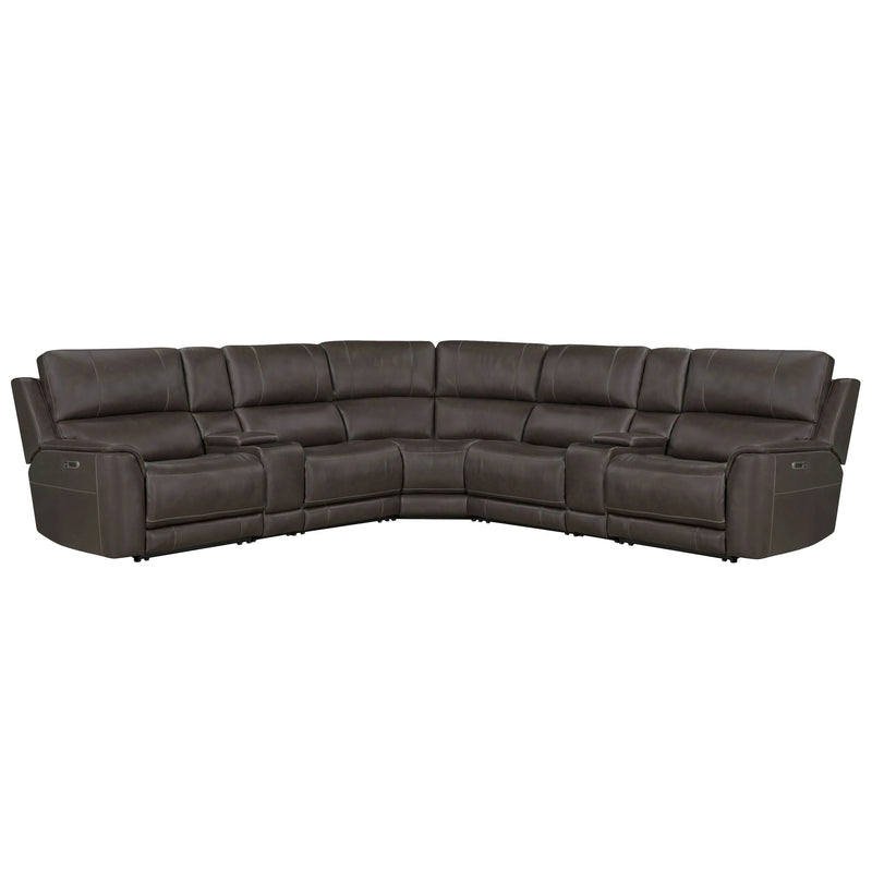 Parker Living Easton - Steamboat Brown 7 Piece Zero Gravity Power Reclining Sectional with Power Adjustable Headrests