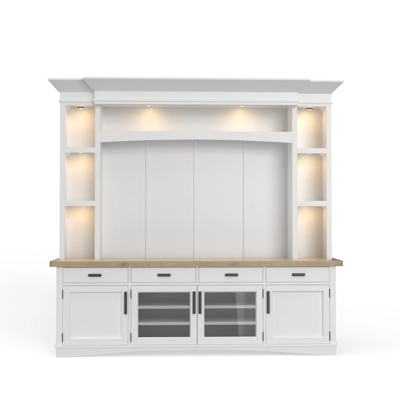 Parker House Americana Modern 92 Inch TV Console with Hutch Back Panel and LED Lights