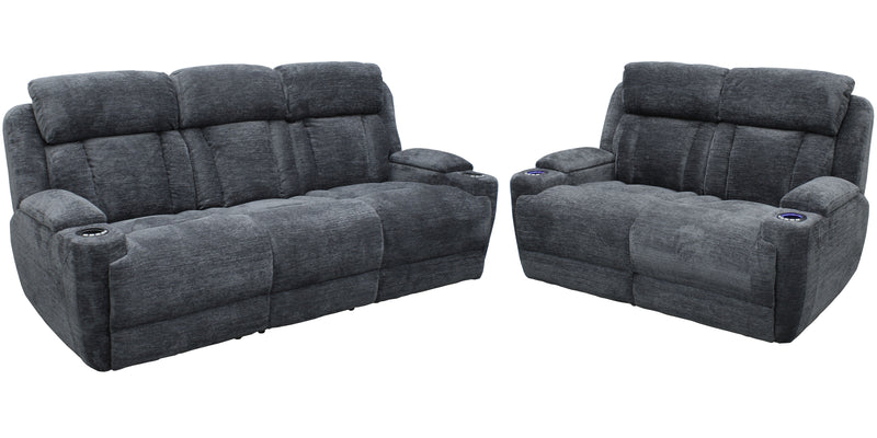 Parker Living Dalton - Lucky Charcoal Power Reclining Sofa and Loveseat