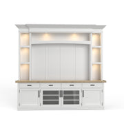 Parker House Americana Modern - Cotton 92 In. TV Console with Hutch Back Panel and LED Lights